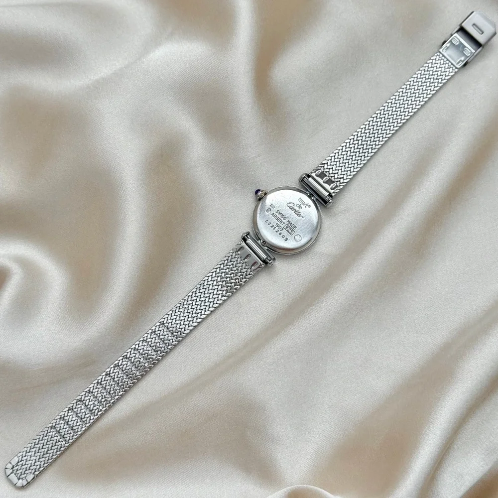AUTHENTIC VINTAGE CARTIER SILVER WATCH - WITH BOX - Picture 7 of 8